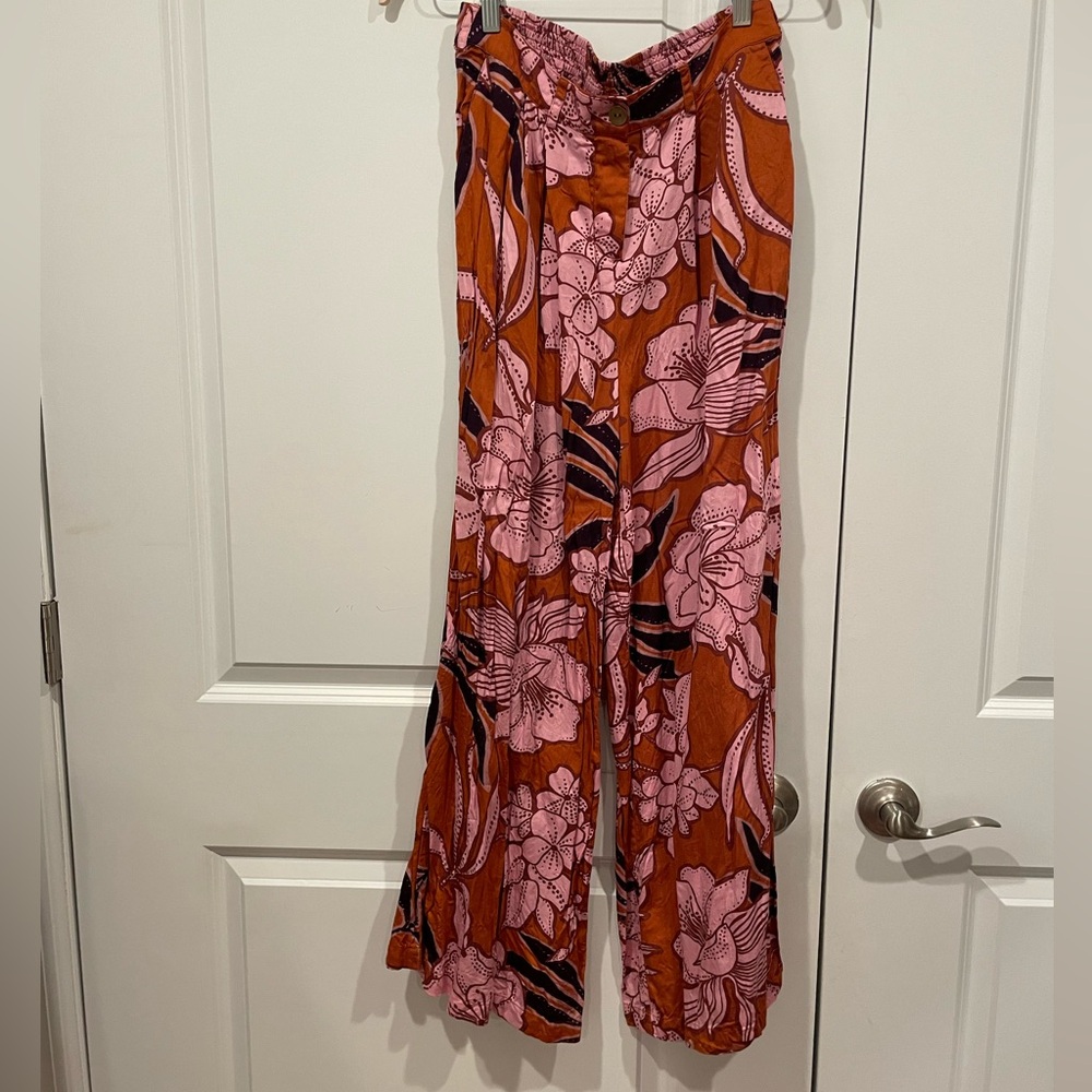 Bila Orange and Pink Wide Leg Jumpsuit with Floral Print